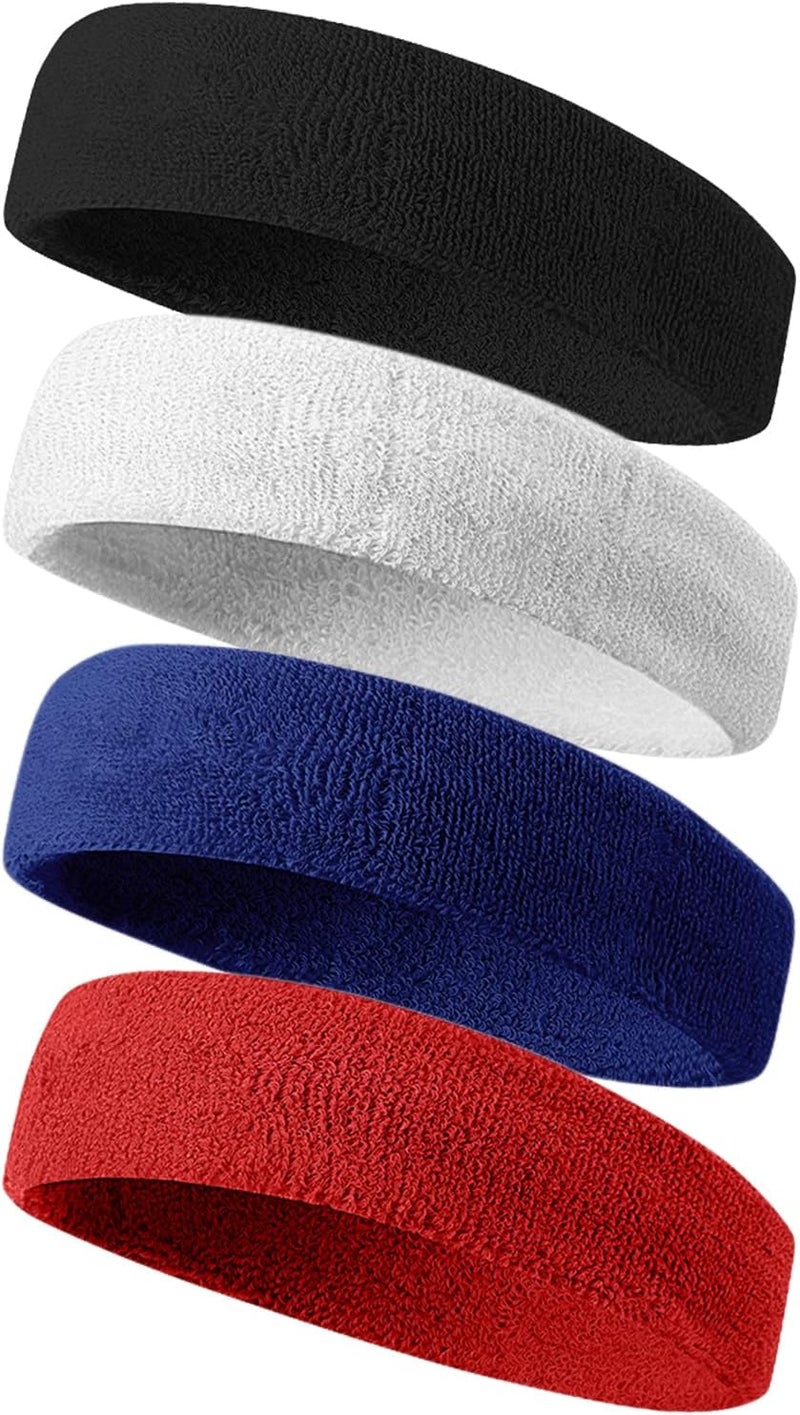 Tanluhu Sweatbands Sport Headbands for Men & Women,Terry Cloth Sweat Band for Tennis, Running, Basketball, Working Out, Execise - Athletic Sweat Cotton Headband Outdoor - Image 1
